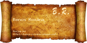 Bencs Roxána névjegykártya